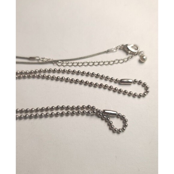 Vintage Lot of 3 Red White Blue Silvertone Patriotic Necklaces Stars Stripes - Picture 6 of 8